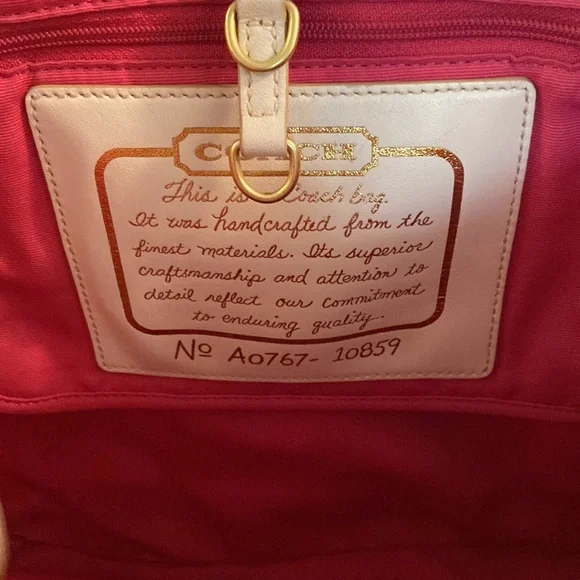 Coach Color-Block Tan & Brown Signature Tote Handbag White Leather 10859… - Picture 10 of 17